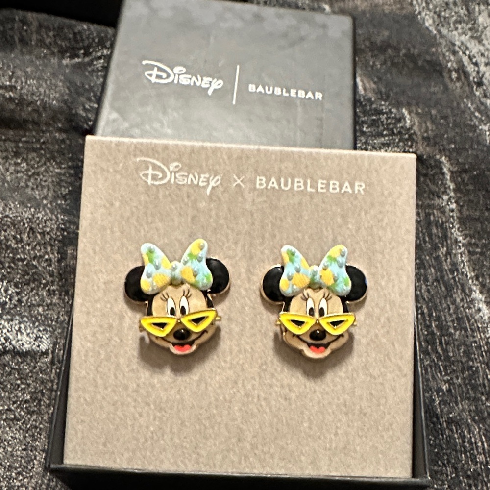 BaubleBar Minnie Mouse Earrings - Black, Yellow, and Blue